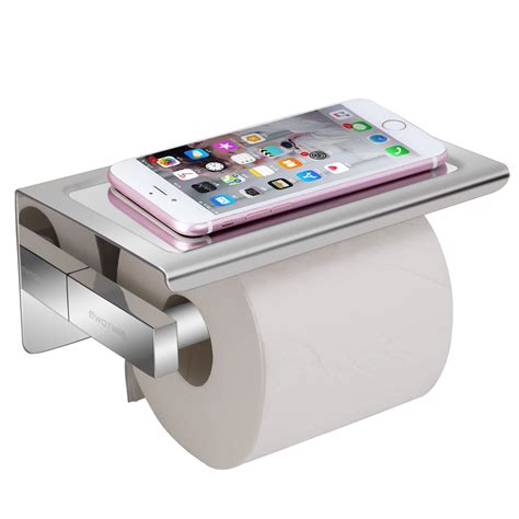 Stainless Steel Self Adhesive Loo Toilet Roll Paper Holder And Mobile