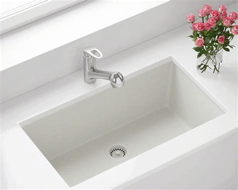 White Large Single Bowl Undermount Trugranite Kitchen Sink Vier