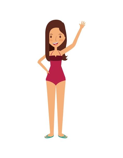 Mujer Joven Con Icono De Dibujos Animados De Bikini Vector Premium 858
