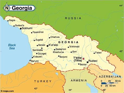 Map Of Georgia Situated At The Dividing Line Of Asia And Europe