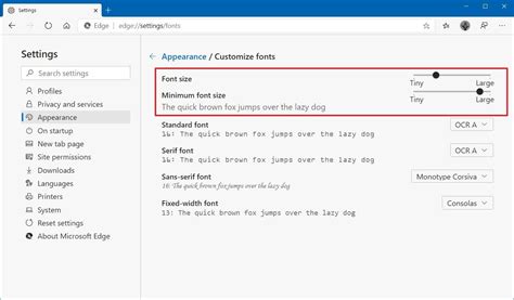 How To Change Default Fonts Settings On The New Microsoft Edge Thrall