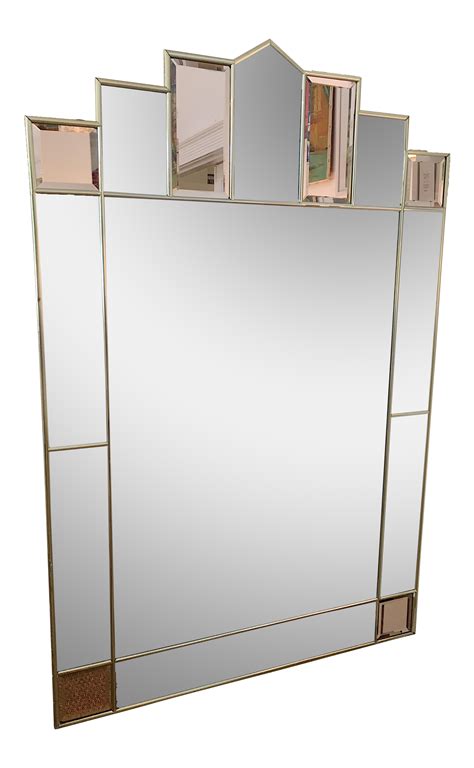 Stunning Vintage Art Deco Mirror With Clear And Champagne Rose Tinted