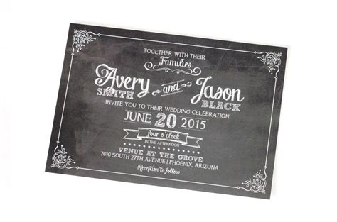 Avery Chalkboard Wedding Invitation Sample Set Black And White