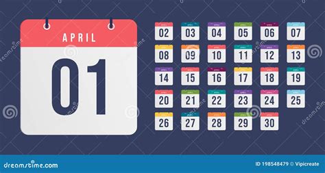 Monthly Calendar Icons Isolated On White Background Vector Stock