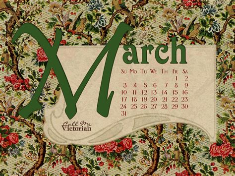 March 2013 Desktop Calendar Wallpaper | Call Me Victorian