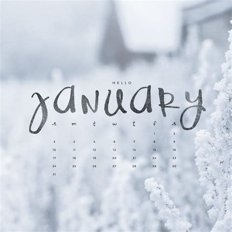 Hello January Downloadable Calendar Freebie — Okay Miss Art Design