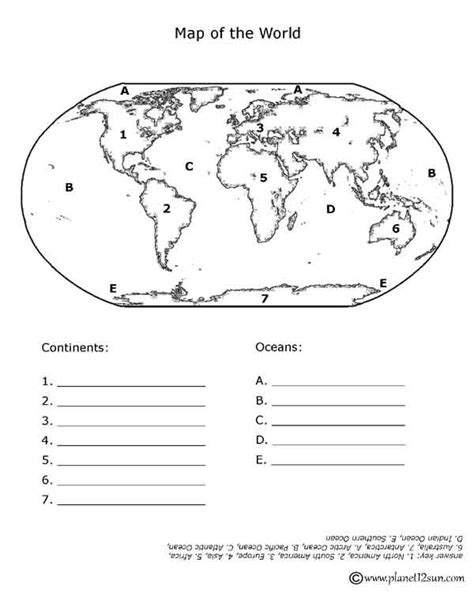 Continents Worksheet 5th Grade