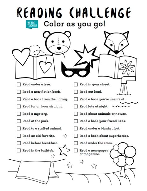 Color As You Go Summer Reading Challenge Weareteachers