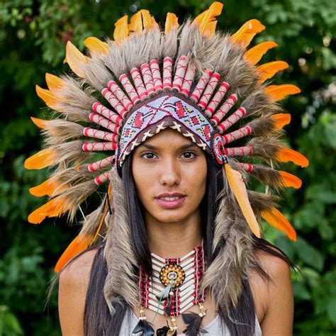 Light Orange Chief Headdress 65cm Native American Headdress Native