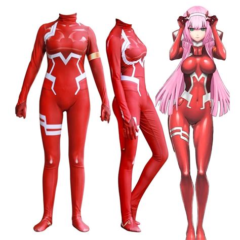Anime DARLING In The FRANXX 02 Zero Two Cosplay Costume 3D Printed