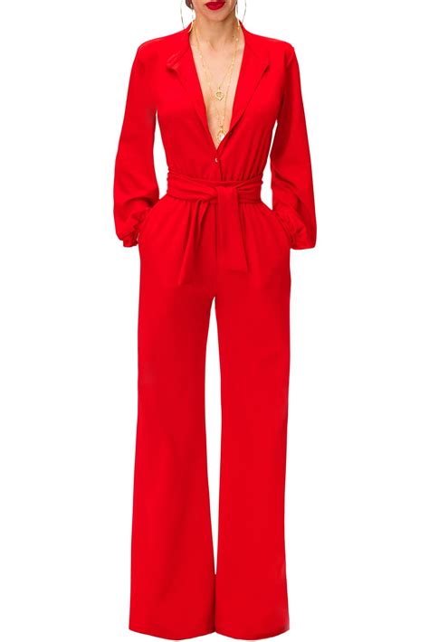 Red Lantern Sleeve Belted Wide Leg Jumpsuit Lc64468 3 1575