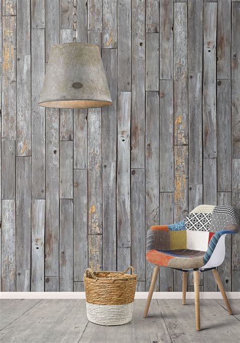 If you have other patterns present in the space. Rustic Wood Panels Wallpaper design by Milton & King in ...