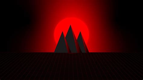 Download Wallpaper 1366x768 Mountains Sun Vector Art Red Tablet