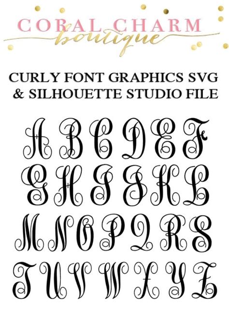 Curly Script Font Graphic Alphabet Set For Cutting Machines