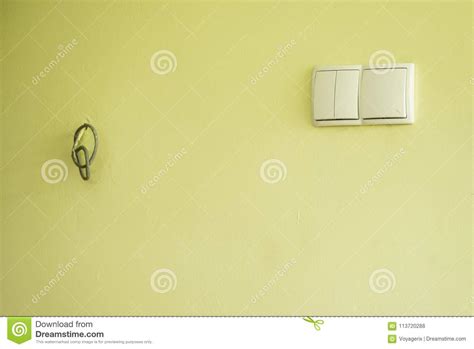 Two Light Switches On Yellow Wall Stock Photo Image Of Electricity
