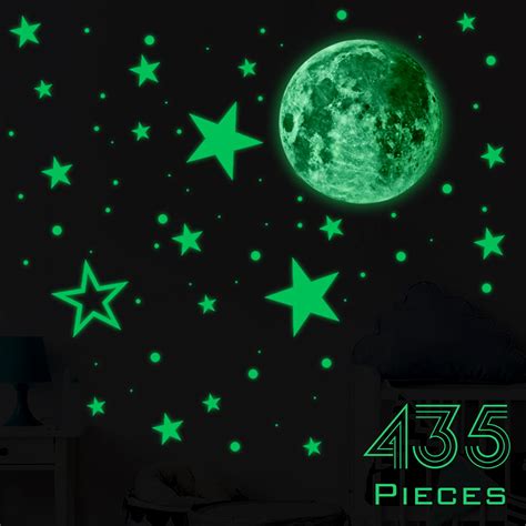 435pcs Glow In The Dark Stars Wall Stickers Adhesive Bright Glowing