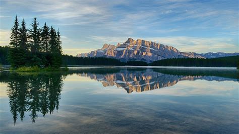 75974 Mountain 4k Lake Nature Forest Mountain Reflection Alberta