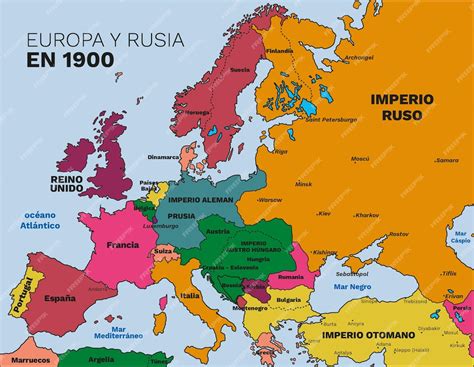 Mapa Politico De Europa Y Rusia En El Año 1900 Vector Premium