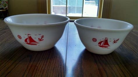 Mckee 2 Red Ships Nesting Mixing Bowls Antique Price Guide Details Page