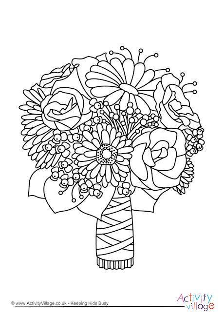 Combining several colors means adding nuances to your feelings. Wedding Bouquet Colouring Page