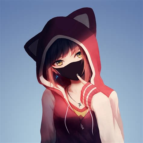 Anime boy mask red eyes hoodie earphones cool anime guys chicos anime guapos anime masculino personajes de anime. Desktop wallpaper anime girl in hoodie, mask, original, hd ...