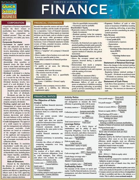 Quickstudy Finance Laminated Reference Guide Finance Financial
