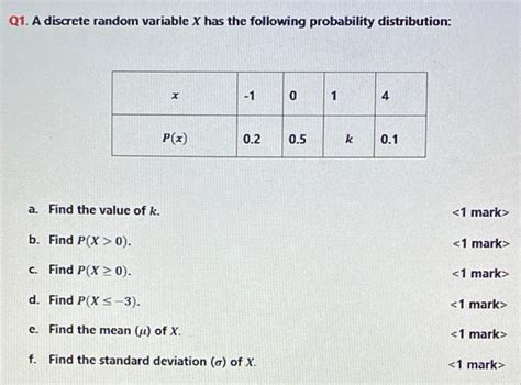 Solved Q A Discrete Random Variable X Has The Following Chegg