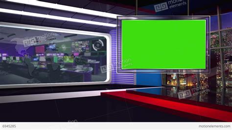 News Tv Studio Set 62 Virtual Background Loop Stock Video Footage