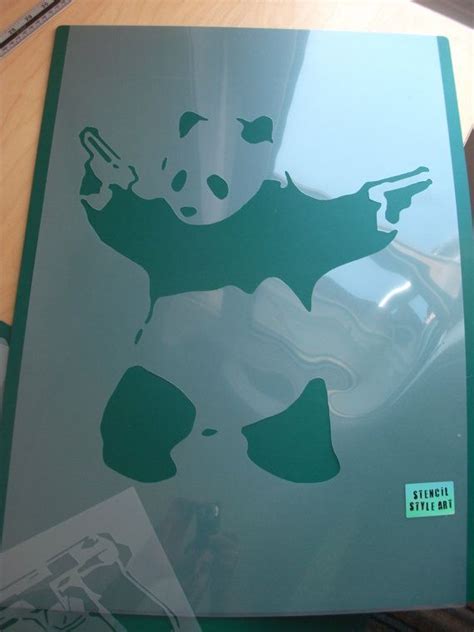 Banksy Pandamonium Stencil Panda Guns Home Decor Art Craft Etsy