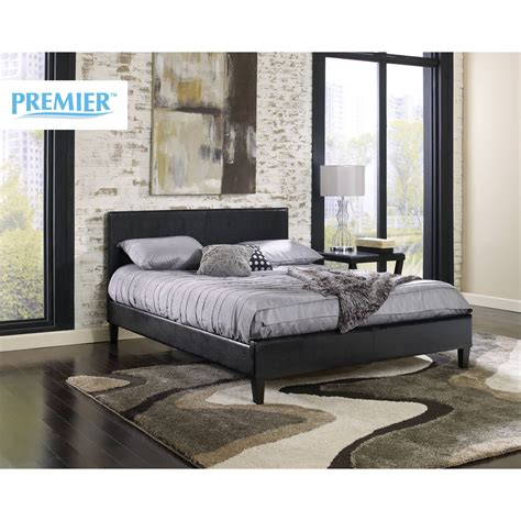 Premier Zurich Faux Leather Twin Black Upholstered Platform Bed Frame