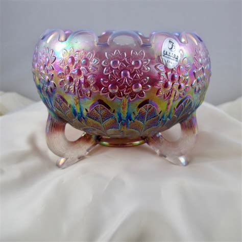 Fenton Plum Opalescent Opal Fenton S Flowers Carnival Glass Rose Bowl Carnival Glass