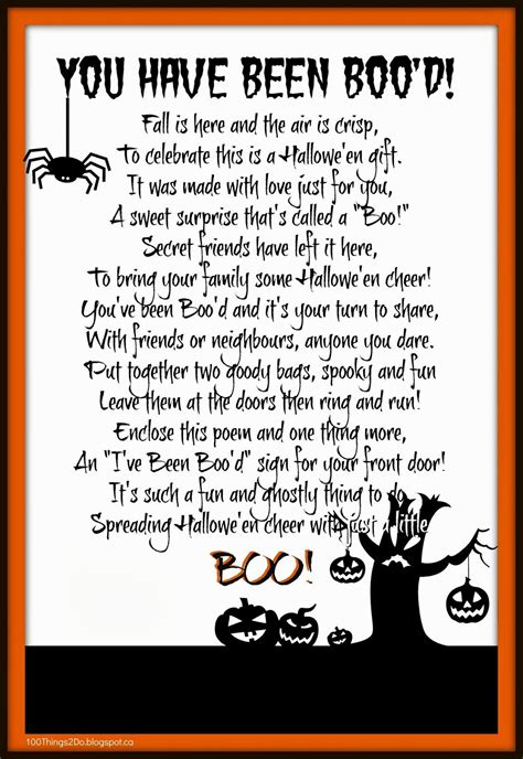 Haloween Youve Been Bood Bood Poem Free Printable Youve Been