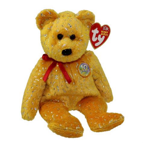Ty 2003 Decade The 10th Anniversary Bear Blue Beanie Baby MWMT For