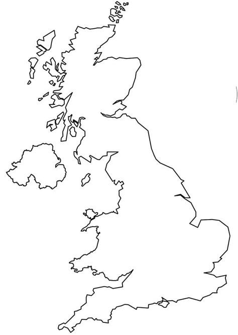 Mapa De Contorno Del Reino Unido Para Colorear Imprimir E Dibujar My