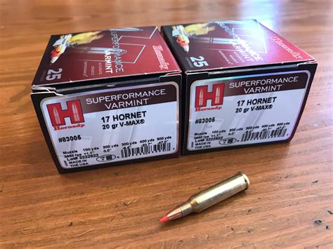 17 Hornet Hornady V Max 20gr Sp 25 Rounds