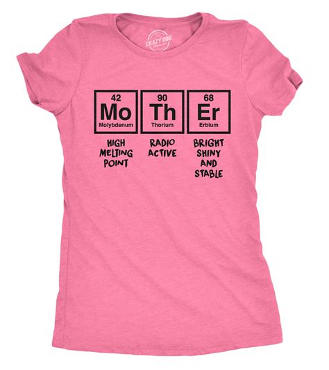 Womens Mother Periodic Table T Shirt Funny Novelty Graphic Mothers Day
