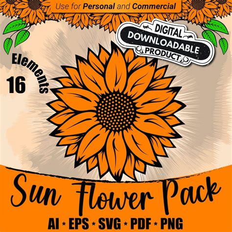 Sunflowers Svg Bundle Half Sunflower Svg Sunflower Monogram Sunflower