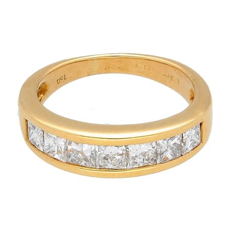 18carat Yellow Gold Channel Set Princess Cut Diamond Eternity Ring