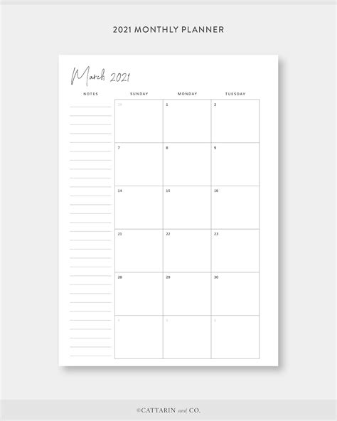 2021 2022 Monthly Planner Printable Calendar On Two Pages Etsy