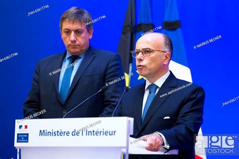 French Interior Minister Bernard Cazeneuve R And His Belgian