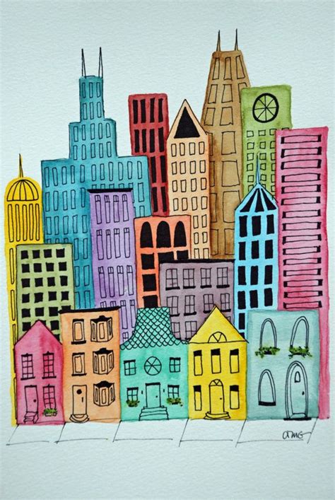 Colourful Cityscape Cityscape Art Projects Collage Art Projects