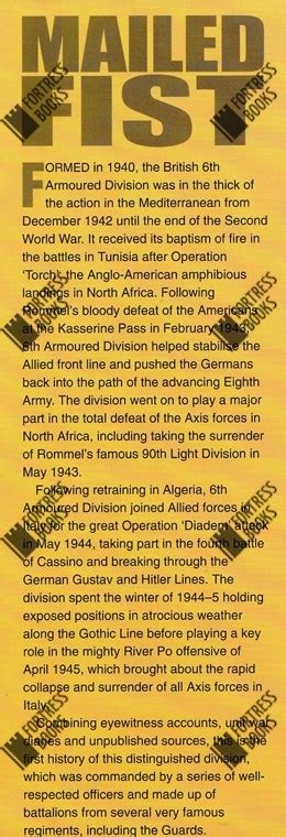 Fortress Books Mailed Fist 6th Armoured Division At War 1940 1945