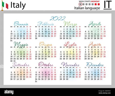 Calendario 2022 Italia Immagini Vettoriali Stock Alamy