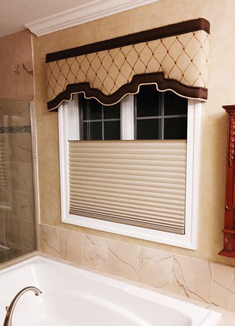 Custom Shaped Cornice And Hunter Douglas Duette Honeycomb Shade