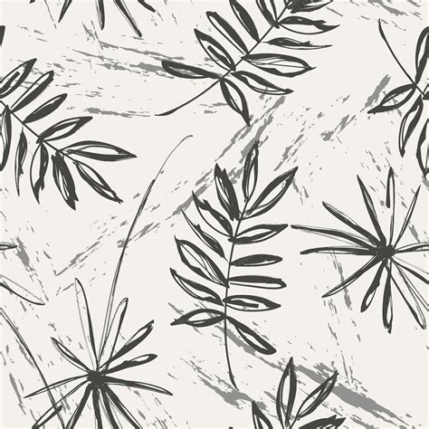 Premium Vector Hand Drawn Palm Leaves And Weeds Sketch Seamless Pattern
