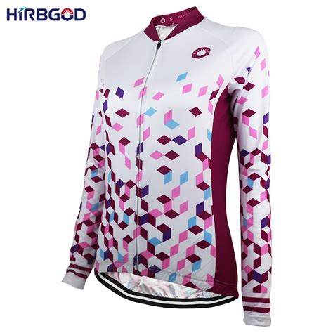 Hirbgod Stylish Pink Lightweight Lady Cycling Jersey Women Long Sleeve