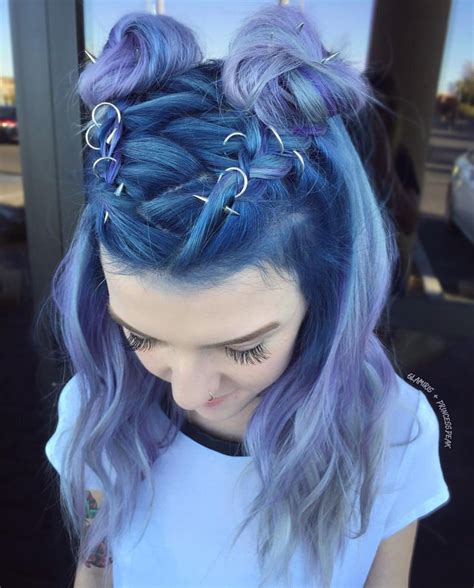 Pastel Blue And Purple Half Up Double Buns Love These