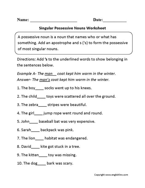 Students are asked to show possession by adding an apostrophe and s after the nouns in simple sentences. 15+ Identify The Nouns Worksheet For 1St Grade - Chart ...