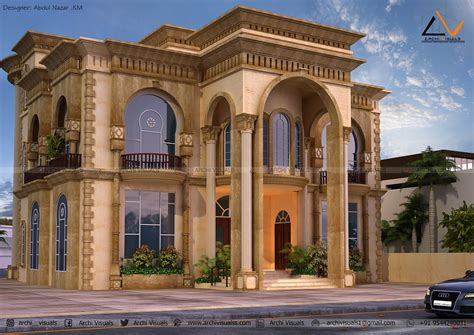 Classic Arabian Villa Exterior Design Sharjah Uae Archi Visuals