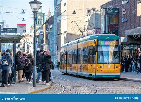 The Iconic Yellow Trams Of Norrkoping Sweden Editorial Stock Image